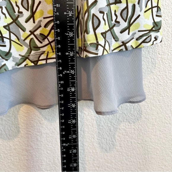 LOGO Lori Goldstein Tunic Top XXS Abstract Print Asym Hem Stretch Boho Artsy - Picture 7 of 10